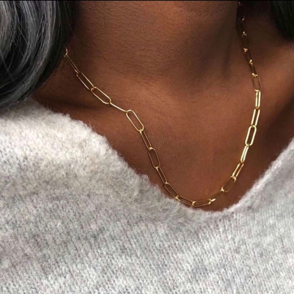 Paperclip Chain 14k Gold Necklace - Picture 3 of 7